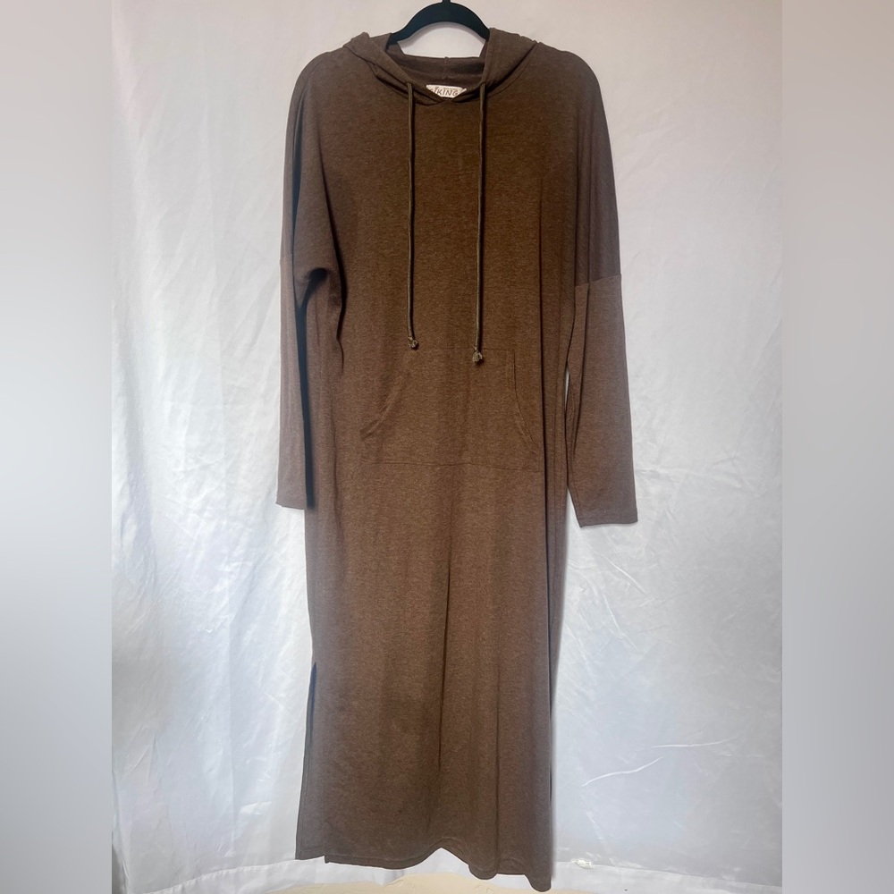Cozy Coffee Hooded Sweater Dress